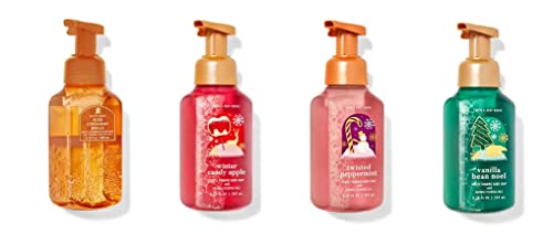 Bath and Body Works Christmas Holiday Traditions Soap - Vanilla Bean Noel - Winter Candy Apple - Iced Cinnamon Roll - Twisted Peppermint - Set of 4 Gentle Foaming Hand Soaps
