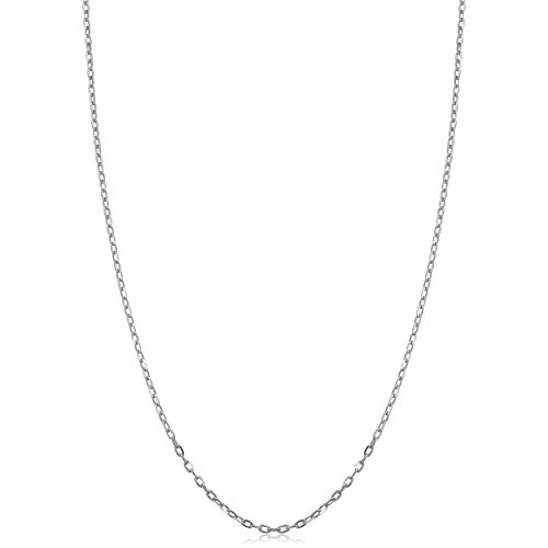 Kooljewelry 14k White Gold Diamond-cut Cable Chain Necklace (1 mm, 14 inch)