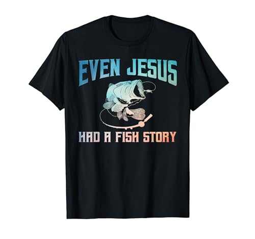 Funny Jesus Fish Art For Men Women Fisherman Fisher Fishing T-Shirt