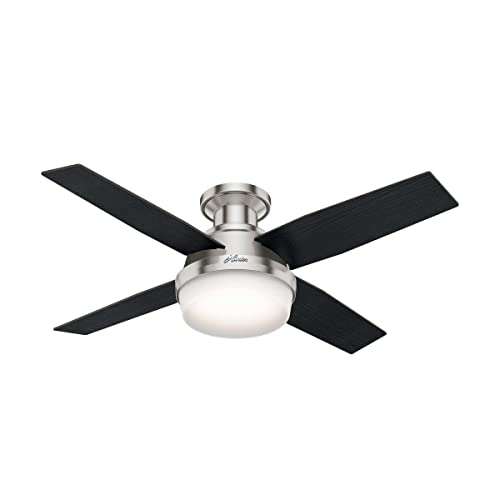 Hunter Fan Company Dempsey Indoor Low Profile Ceiling Fan with LED Light and Remote Control, 44', Brushed Nickel