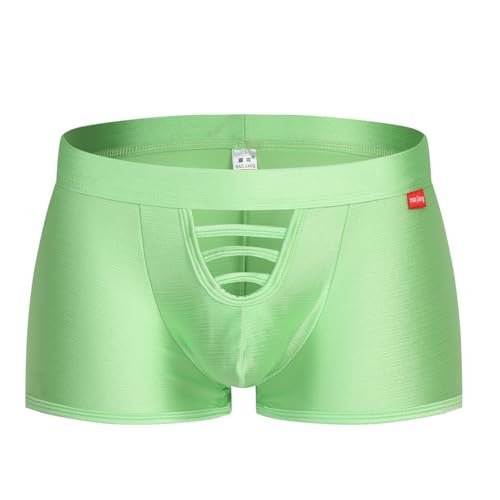 Golirsteca Men's Hollow Out Sexy Underwear Briefs Male Low-waisted Boxer Under Panties Green
