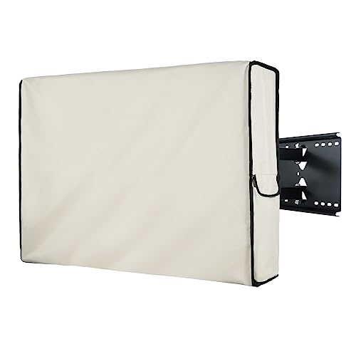 Porch Shield 56-60 inches Outdoor TV Cover Universal Weatherproof Protector for LCD LED Plasma Flat TV Screen Compatible with Wall Mounts and Stands Beige