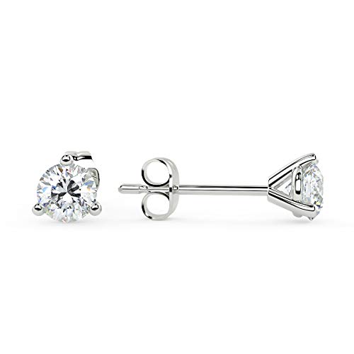 IGI Certified 3 Carat Lab Grown Diamond Round Stud Earrings for Women I 14k White Gold Earrings (G-H, VS1-VS2, 3.00 cttw) 3-Prong Martini Brilliant Diamond Earrings Push Back Studs by Carbon Atelier