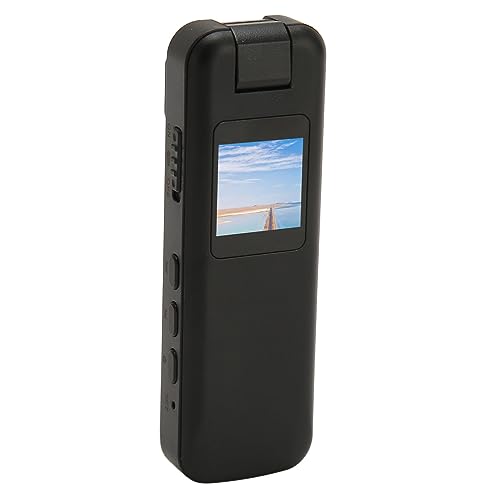 Luqeeg Video Recorder, 0.85 Inch Display 1080P 180 Degree Lens Rotation Back Clip Camera One Button Recording for Outdoor