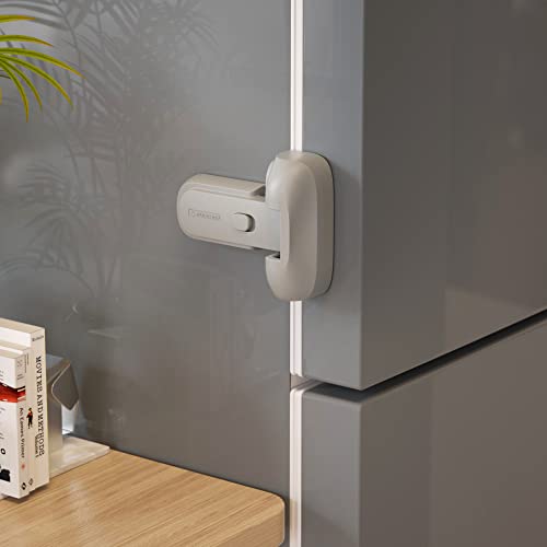 EUDEMON 1 Pack Updated Child Proof Refrigerator/Fridge/Freezer Door Lock Apply to Max 1'(25mm) Sealing Strip for Toddlers and Kids, no Tools Need or Drill (Grey)