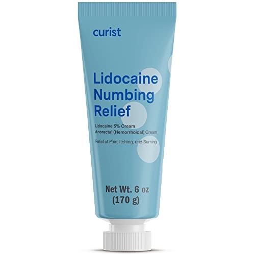 Curist 5% Lidocaine Cream Maximum Strength Topical Pain Relief - 6 oz (170 g) XL Tube 5 Percent Lidocaine Numbing Cream - Strong Lidocaine 5% Cream to Numb Effectively
