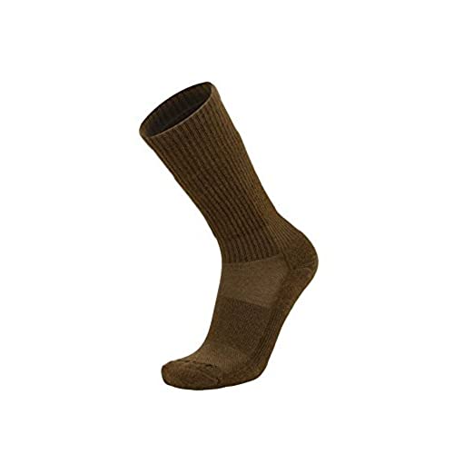LEGEND Merino Wool Hiking Socks | All Weather Outdoor/Hiking Socks for Men and Women | Mid-Calf Compression Socks | Made in the USA | Coyote Brown | Medium