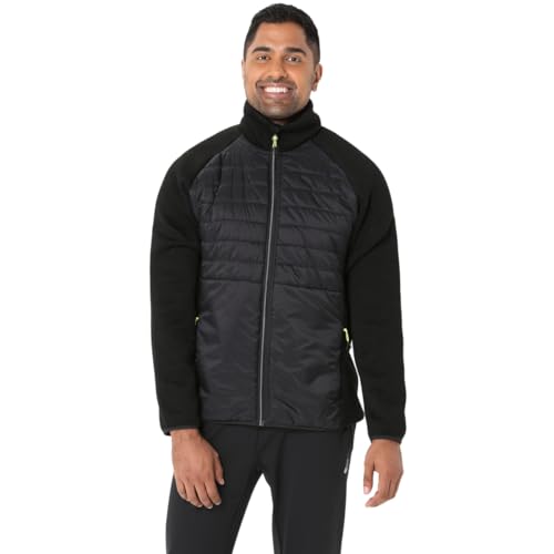 ASICS Men's MIXER JACKET 2.0 Apparel, L, PERFORMANCE BLACK/SAFETY YELLOW