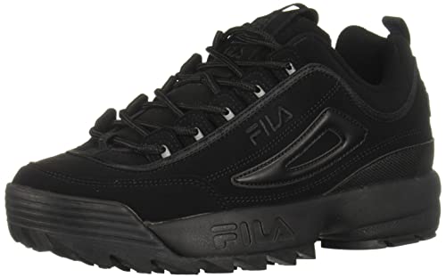 Fila Men's Strada Disruptor fashion sneakers, Black/Black/Black, 7.5 US