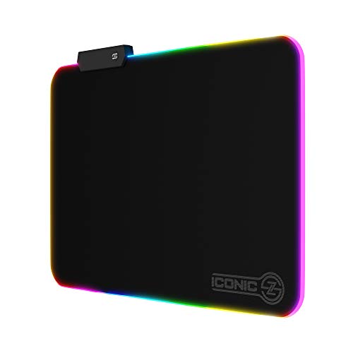 ICONIC - PRO PC GEAR RGB Gaming Mouse Mat Pad 14' x 10' - LED Lighting Static/Breathing/Flashing- Stitched/Waterproof/Non Slip Base
