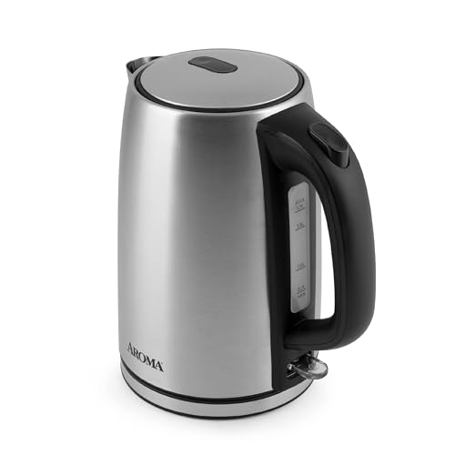 Aroma Housewares AROMA 1.7L / 7-Cup Stainless Steel Electric Kettle with Cordless Pouring, Automatic Keep Warm Mode, Powerful & Quick 1750 Wattage (AWK-1402SB)