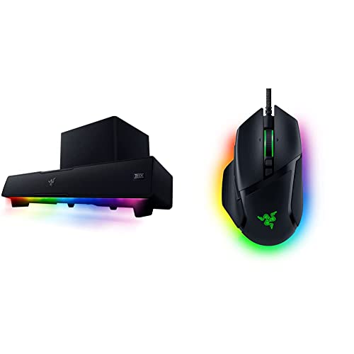 Razer Leviathan V2: Multi-Driver PC Gaming Soundbar with Subwoofer & Basilisk V3 Customizable Ergonomic Gaming Mouse: 26K DPI Optical Sensor - 11 Programmable Buttons - Classic Black