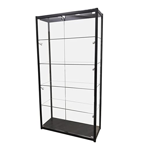 FixtureDisplays 40X16.5X78' Glass Showcase Display Case with LED Lights 5-Tier Shelf Floor Stand 119956-NPF