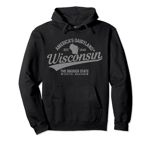 Wisconsin The Badger State EST 1848 State Map Gift Pullover Hoodie