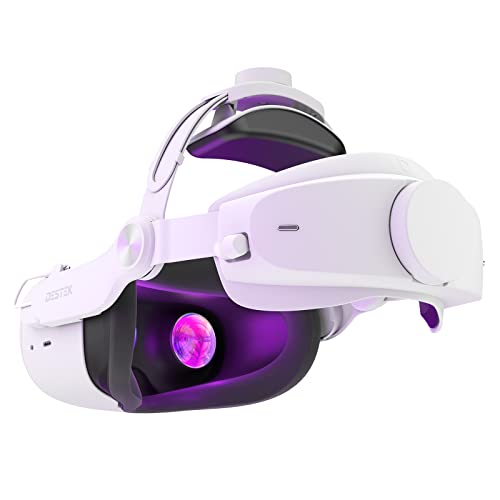 DESTEK QH1 Face Pressure-Free Head Strap, Compatible with Meta/Oculus Quest 2 | Includes Retractable Headphones, VR Accessories for Comfort Play