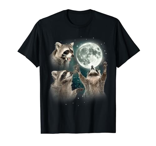 Raccoon Shirt | 3 Racoons Howling At Moon Funny Weird Cursed T-Shirt