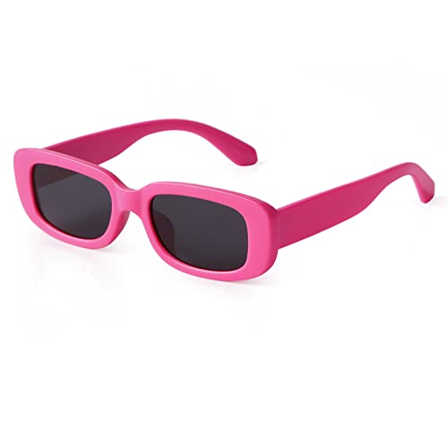 ADE WU Rectangle Sunglasses for Women Men Retro 90s Sunglasses Trendy Narrow Square Glasses Y2K Hot Pink Frame