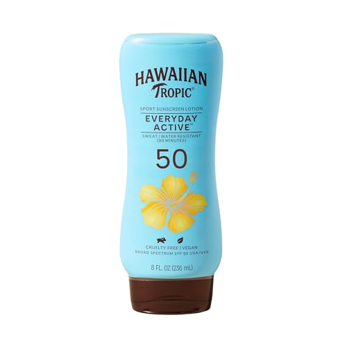 Hawaiian Tropic Everyday Active Lotion Sunscreen SPF 50, 8oz | Hawaiian Tropic Sunscreen SPF 50, Sunblock, Broad Spectrum Sunscreen, Oxybenzone Free Sunscreen, Water Resistant Sunscreen, 8oz