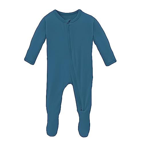 KicKee Pants Solid Color Footie with Zipper, Jammies, Stylish One-Piece Pajamas, Comfortable Sleepwear for Babies and Kids (Twilight - 0-3 Months)