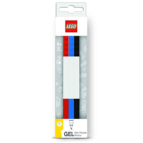 IQ LEGO Stationery Colored Gel Pens 3 Pack with Building Bricks