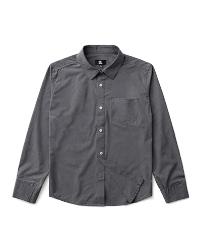 Joe & Bella Men's Adaptive Button-Down Shirt with Magnetic Buttons | Roomy Relaxed Fit with Lightweight Stretch Fabric, Heathered Grey, 2XL