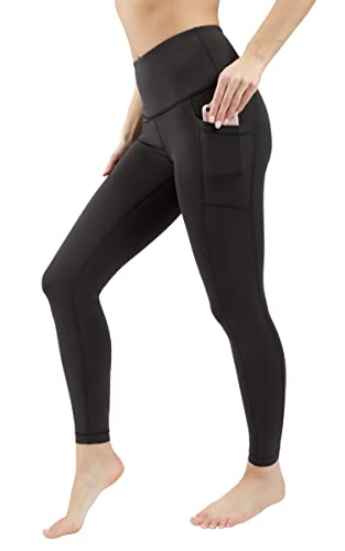 90 Degree By Reflex High Waist Tummy Control Interlink Squat Proof Ankle Length Leggings - Black - Medium