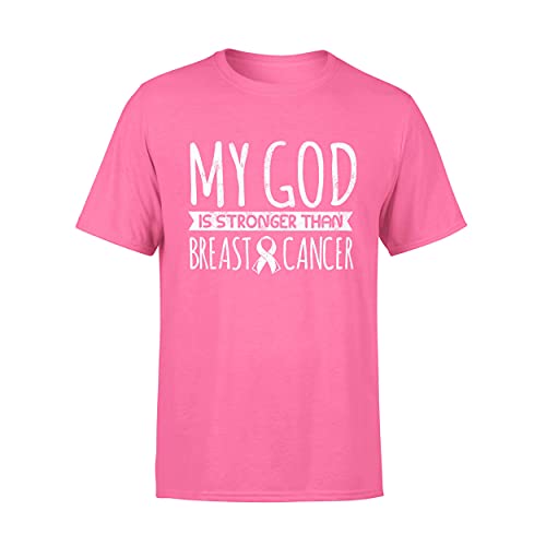 Veracco My God is Stronger Than Breast Cancer Awareness Pink Ribbon Gifts for Men T-Shirt