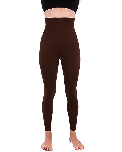 Homma High Waist Compression Leggings for Women Tummy Control Postpartum Leggings Seamless Yoga Workout Pants Brown L
