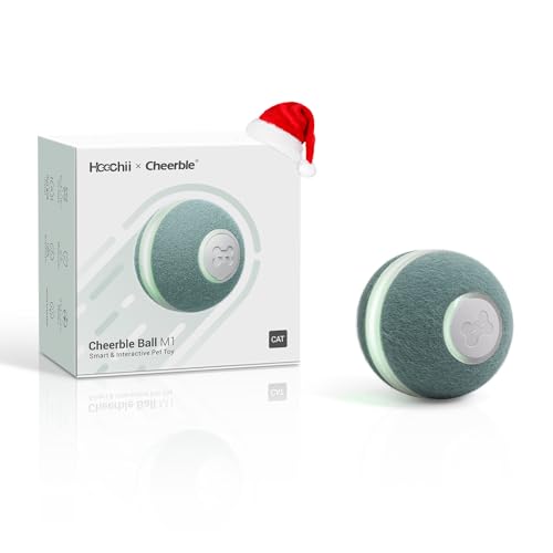 Cheerble [3 Interactive Modes Smart Interactive Cat Toy, Automatic Moving Bouncing Rolling Ball for Indoor Cat Kitten Birthday Gift, Self Rotating Ball with Lights and Bell, USB Rechargeable Green