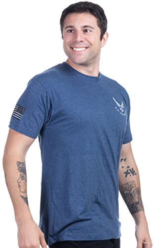 Ann Arbor T-shirt Co. U.S. Air Force | Licensed United States Airforce Tee Shirt, USAF Airman Veteran Military T-Shirt for Men Women-(Navy Men,L)