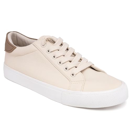 Nautica Women Fashion Sneaker Casual Tennis Shoes -Steam Lace-Up-Hartnell-Bone Off White Size-9