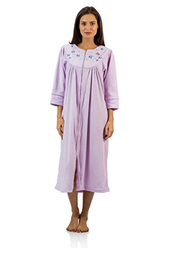 Casual Nights Women's Zipper Front Jacquard Fleece Long Robe Duster - Purple - XX-Large