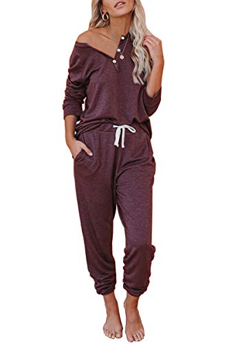 AUTOMET Lounge Sets for Women 2 Piece Pajamas Sets Loungewear Long Sleeve Soft Tops Tracksuit Sweatsuits with Jogger Sweatpants Fall Outfits 2023 Clothes Wine Red