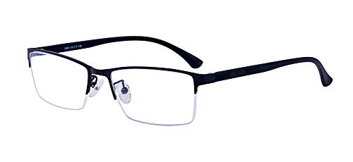 ALWAYSUV Black TR90 Half Rimless Rectangular Frame Distance Glasses for Men Women Retro Nearsighted Myopia Shortsighted Glasses -1.0