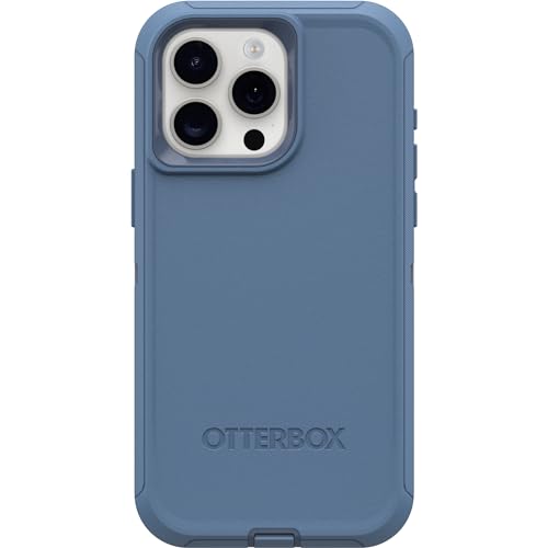 OtterBox iPhone 15 Pro MAX (Only) Defender Series Case - BABY BLUE JEANS (Blue), Screenless, Rugged & Durable, with Port Protection, Includes Holster Clip Kickstand