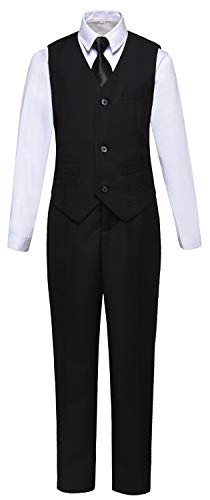 Toddler Suit for Boys 14 Formal Wear Black Dress Vest and Pants Set for Wedding