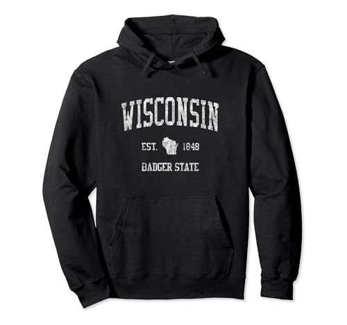 Wisconsin Hoodie Vintage Sports Design (Unisex)