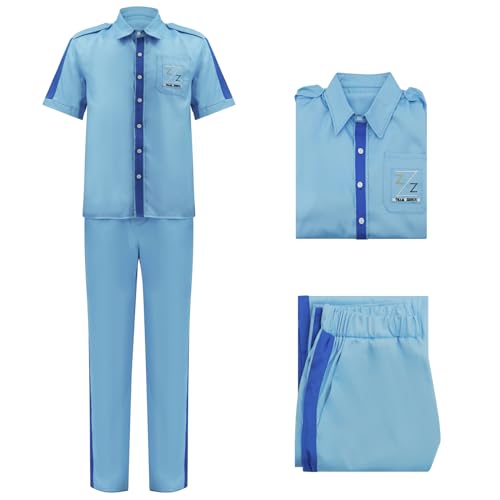 GAUWEAN Captain Steve Zissou Cosplay Costume Life Aquatic Shirt Team Uniform Blue Outfits Halloween Costume Adult Mens Suit 2XL