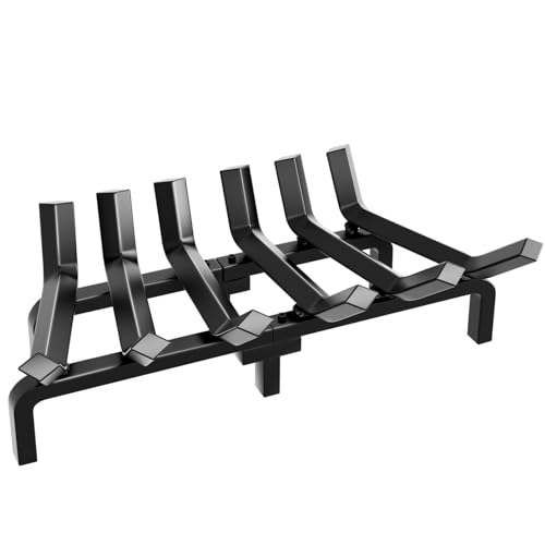 AMAGABELI GARDEN & HOME Fireplace Log Grate 24 Inch Wide Heavy Duty Solid Steel Indoor Chimney Hearth 3/4 Bar for Outdoor Kindling Tools Pit Wrought Iron Wood Stove Firewood Burning Rack Holder