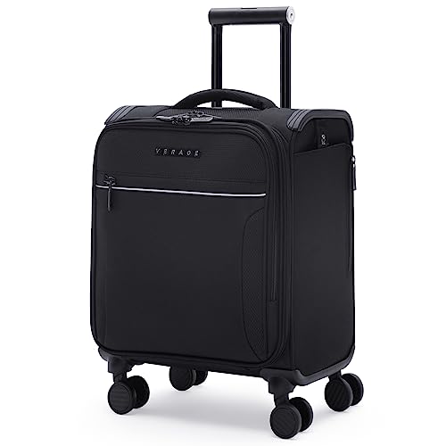 VERAGE Toledo Carry On Luggage Softside Suitcase with Spinner Wheel (15-Inch, Black)