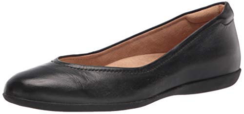 Naturalizer Womens Vivienne Comfortable Slip On Ballet Flats,Black Leather,9M