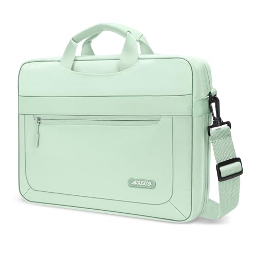 MOSISO Laptop Shoulder Messenger Bag Compatible with MacBook Air/Pro,13-13.3 inch Notebook,Compatible with MacBook Pro 14 inch M3 M2 M1 Pro Max 2023-2021 with Adjustable Depth at Bottom,Honeydew Green