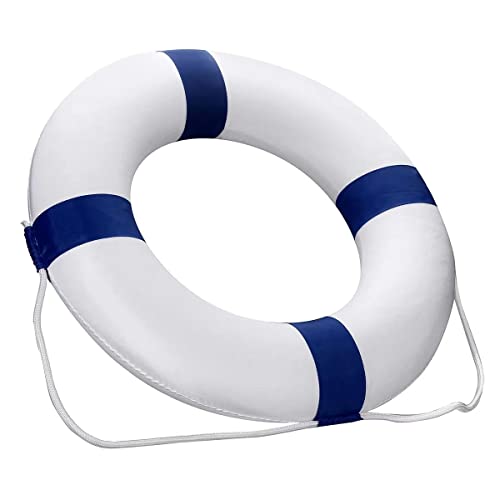 Pool Life Ring 20.5 in,Life Preserver Ring Foam Buoys-Ring Buoy with RopeTape,Blue-418