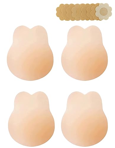 2023 Newest Added Lift Ultra-thin Sticky Nipple Covers Silicone Petals Adhesive Strapless Bras Lifting Pasties Beige