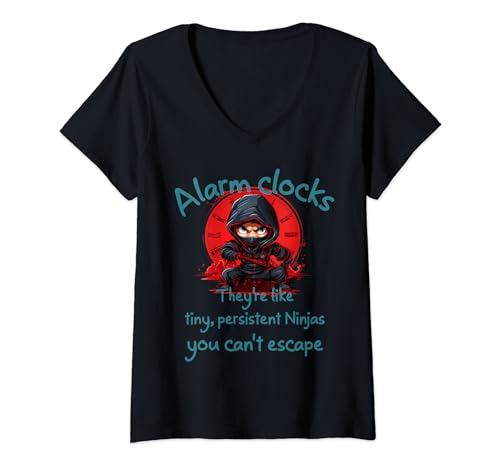 Cool Alarm Clock Ninja Costume for Boys and Girls V-Neck T-Shirt