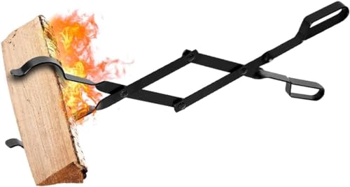 AMAGABELI GARDEN & HOME 26' Long Firewood Tongs Log Grabber for Fire Pit Campfire Bonfire Fireplace Heavy Duty Wrought Iron Outside Outdoor Indoor Wood Stove Fire Place Tools