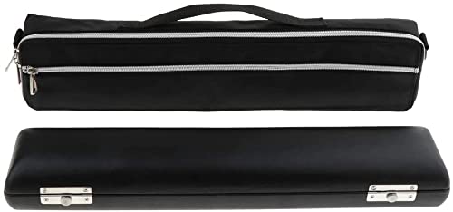 Jiayouy PU Leather Flute Case Carrying Handbag Durable for 17 Holes Flute B Foot with Adjustable Shoulder Strap