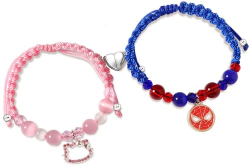 Best Friend Bracelets Couple Gifts Ideas, Spider Kitty Friendship Bracelets For Bff Sister Matching Heart Bracelet for Couples Boyfriend Best friend, Long Distance Relationship Gifts for Him and Her