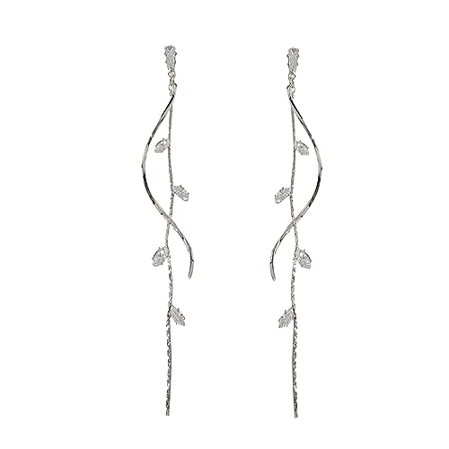 Crystal Drop Earrings,Zirconia Rhinestone Dangling Earrings for Women Prom Party Jewelry Gifts， Dangle Fashion Jewelry Crystal Earrings for Women and Girls (silvery)