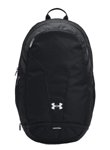 Under Armour Unisex Hustle 5.0 Team Backpack, (001) Black/Black/Metallic Silver, One Size Fits All